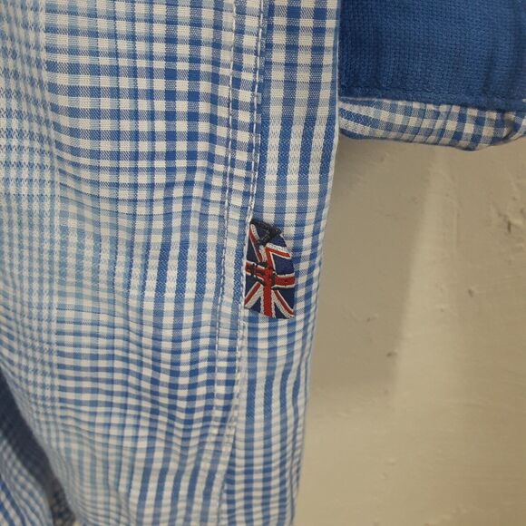 English Laundry Adult Men's XL Blue Plaid Check Long Sleeve Button Up Shirt - Picture 5 of 13